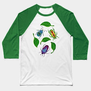 Big Beetles in Gouache Baseball T-Shirt